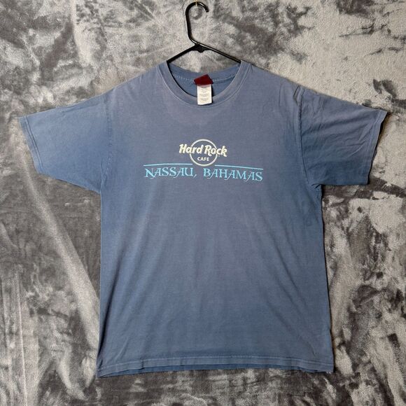 Vintage Hard Rock Cafe Short Sleeve T-Shirt Size Large Bahamas Blue Faded Surf - Picture 1 of 7